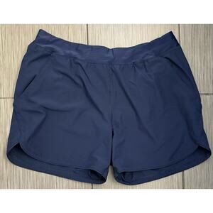 Lands’ End Women’s Blue Quick Dry Swim Shorts Size 18 Pockets Stretch 5” Inseam